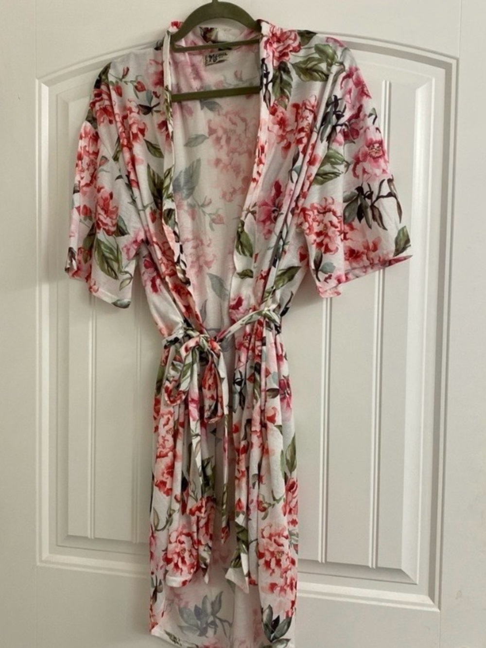 Show Me Your MuMu Pink & Green Floral Satin Kimono Robe